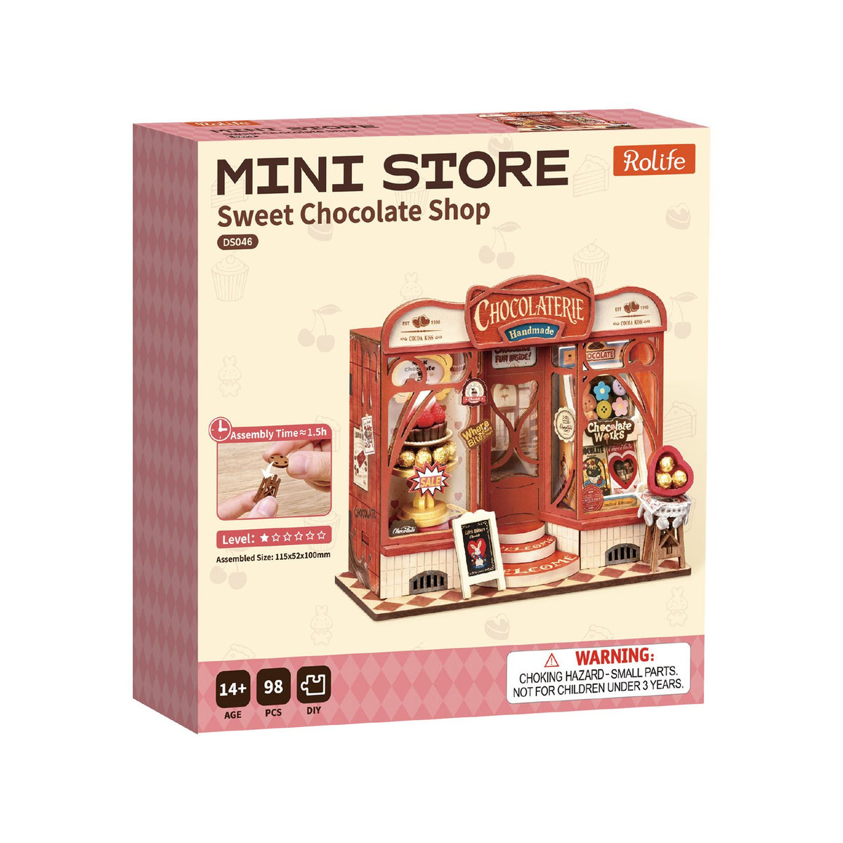 Rolife Mini Store Sweet Chocolate Shop mit Schokoladenmanufaktur, Hasen und Blumen