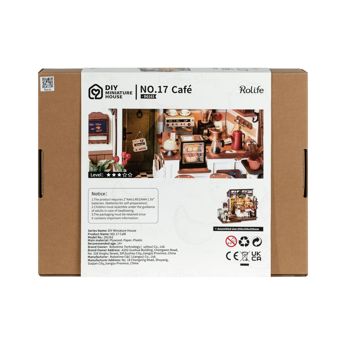 Rolife DIY Miniaturhaus Slow Life Café 183 Teile, fertige Größe 19,5 × 15 × 25 cm