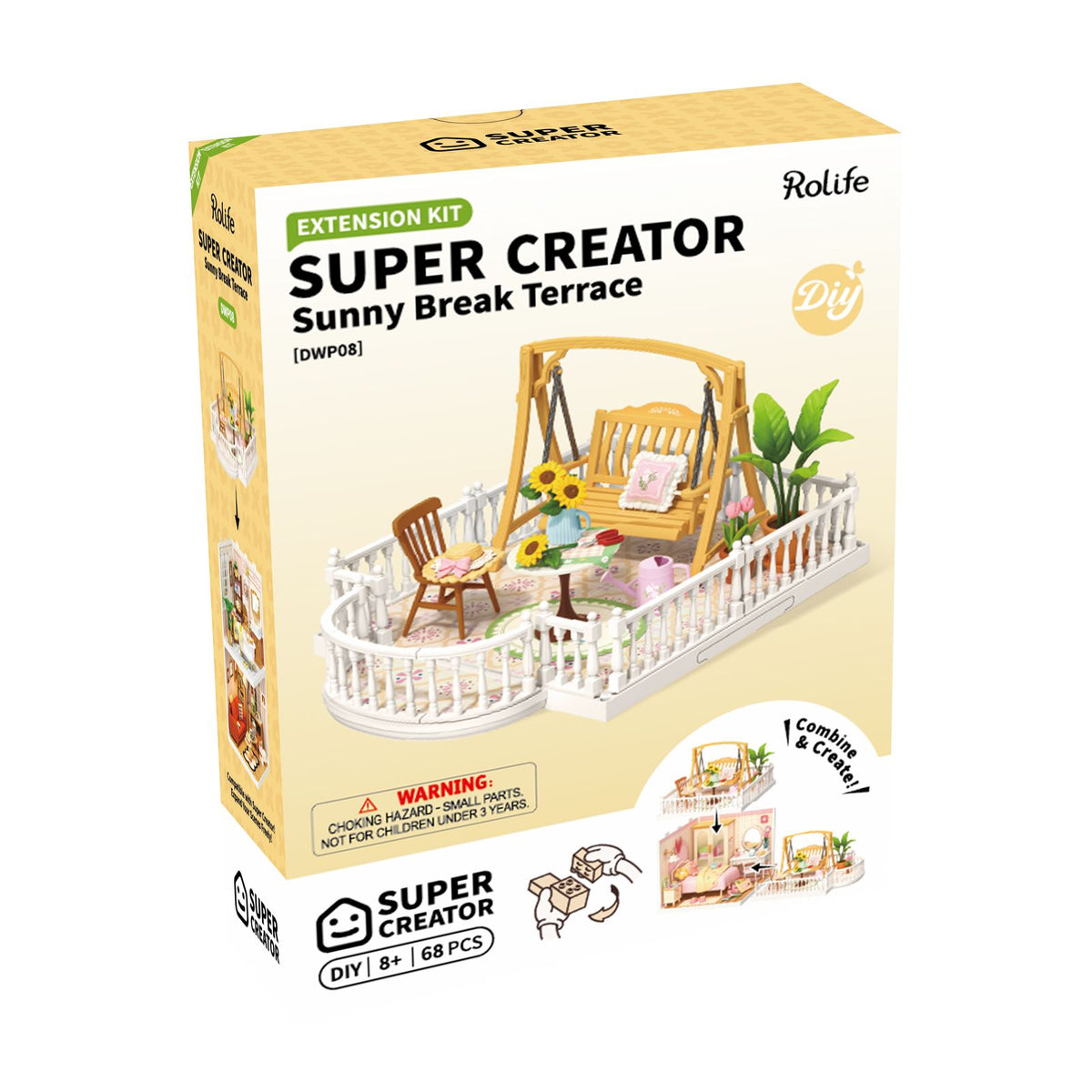 Rolife Super Creator Sunny Break Terrace mit Zaun und Betonfliesenboden