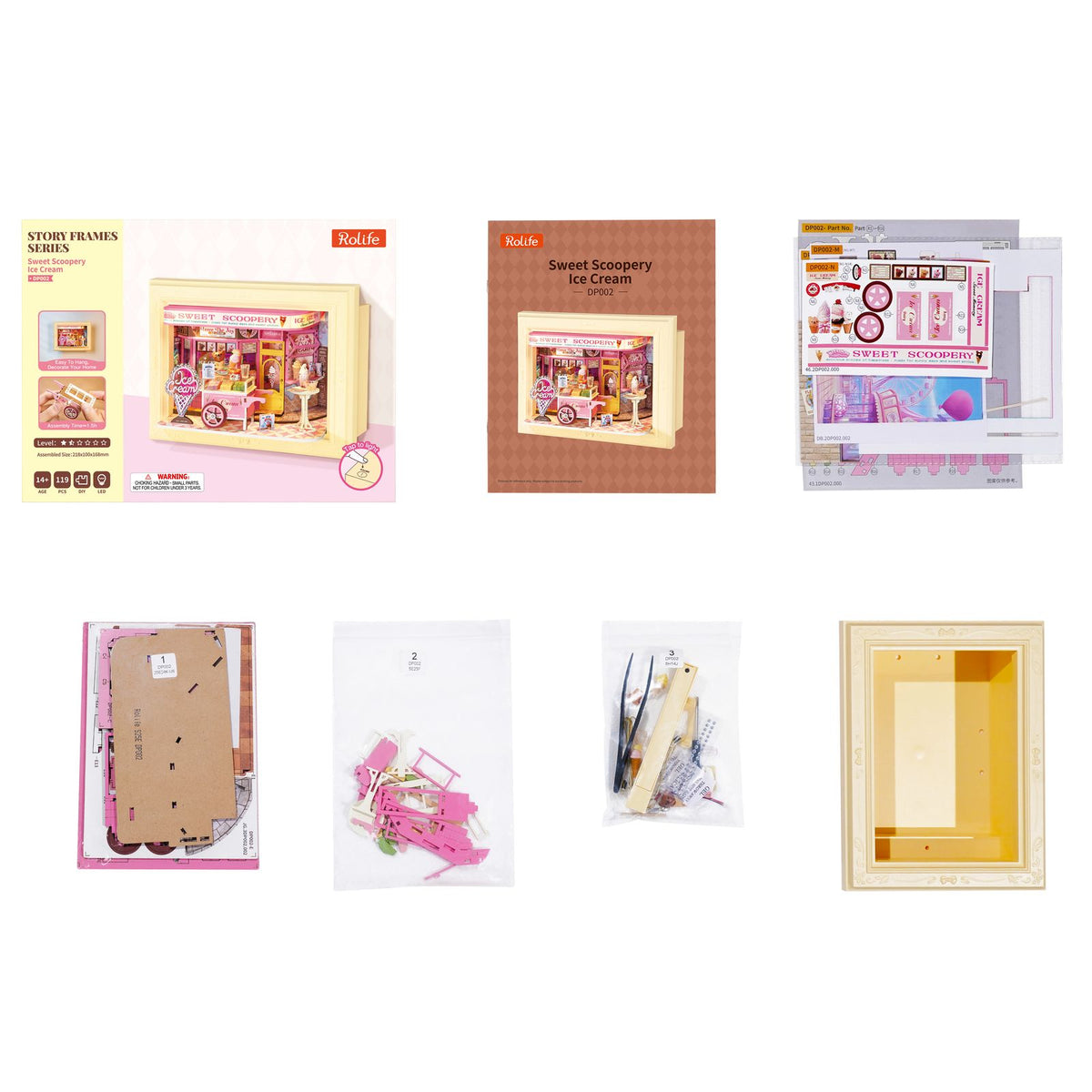 Rolife DIY Miniaturhaus Sweet Scoopery Ice Cream DP002 als pastellfarbenes Miniatur-Eiscafé