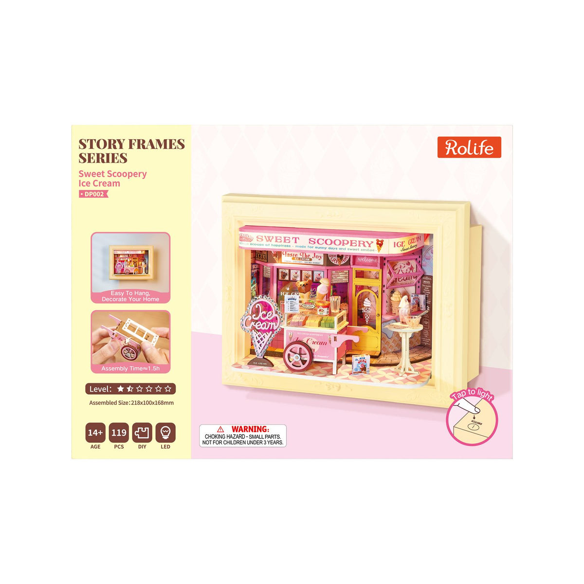 Schild in Form einer Eiswaffel am Rolife Sweet Scoopery Ice Cream