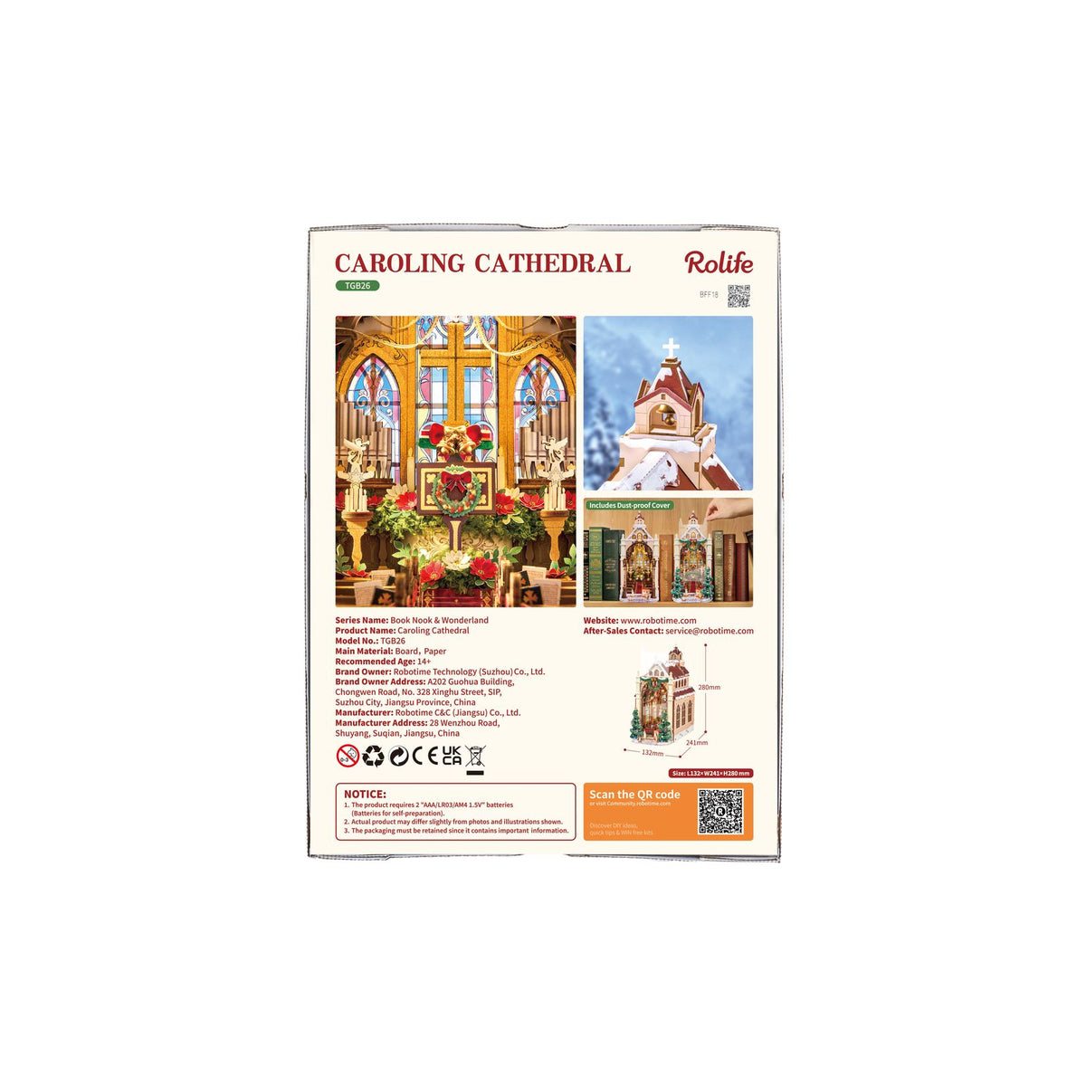 Miniaturhaus für Erwachsene: Caroling Cathedral mit gotischen Fenstern und LED-Beleuchtung
