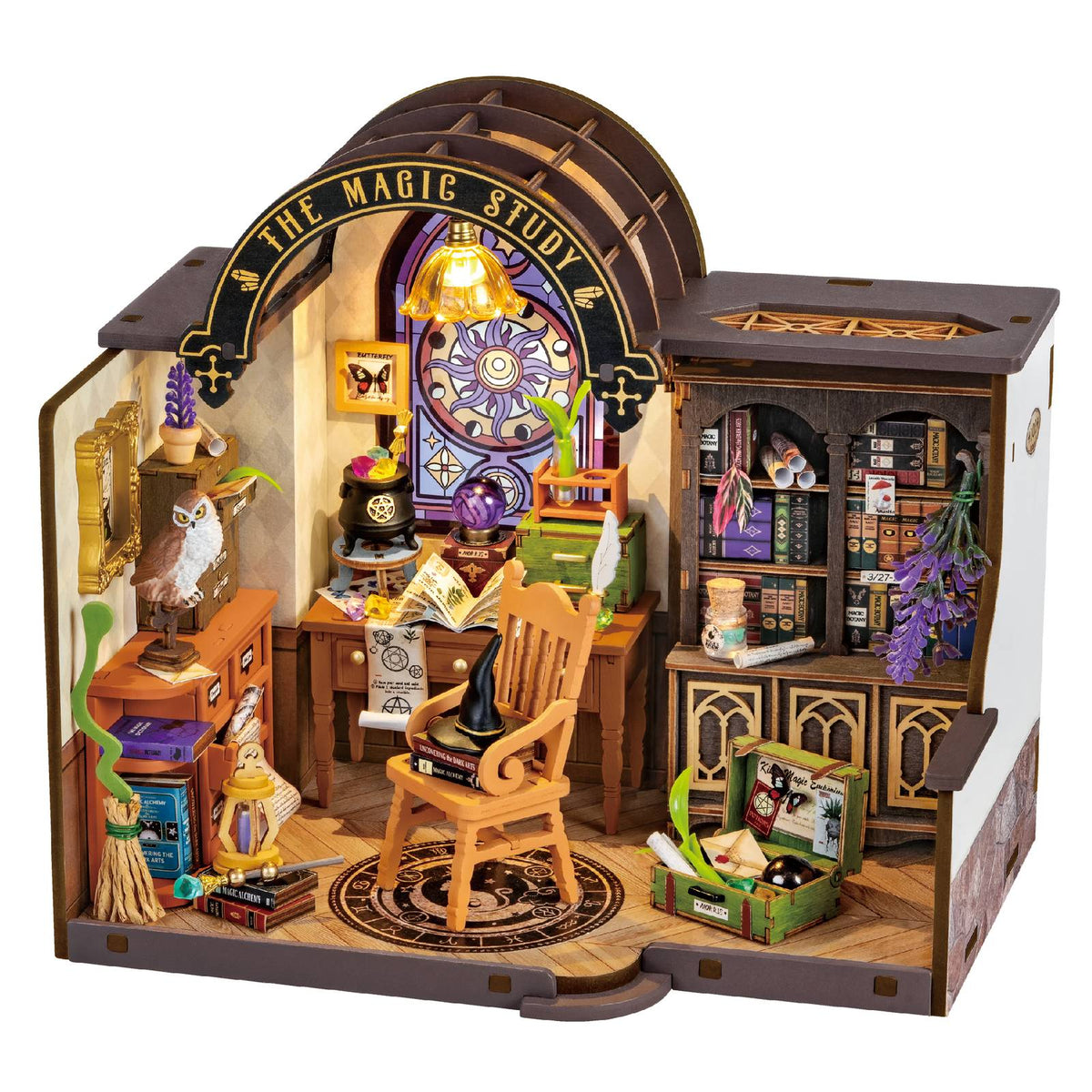 Rolife DIY Miniaturhaus The Magic Study DG166 – fertige Zauberwerkstatt mit LED-Licht