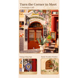 Vienna Bookstore kombiniert mit Aromatic Coffee Cart und Blossom Cart als Miniaturszene