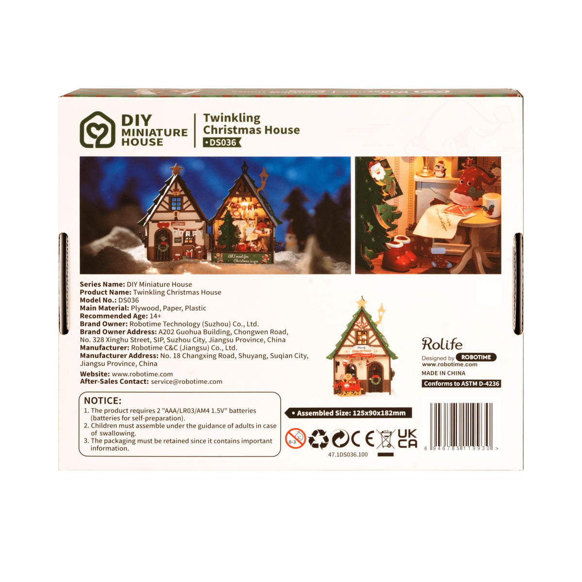 Rolife Weihnachtshaus als Tür- oder Tischdeko zu Weihnachten