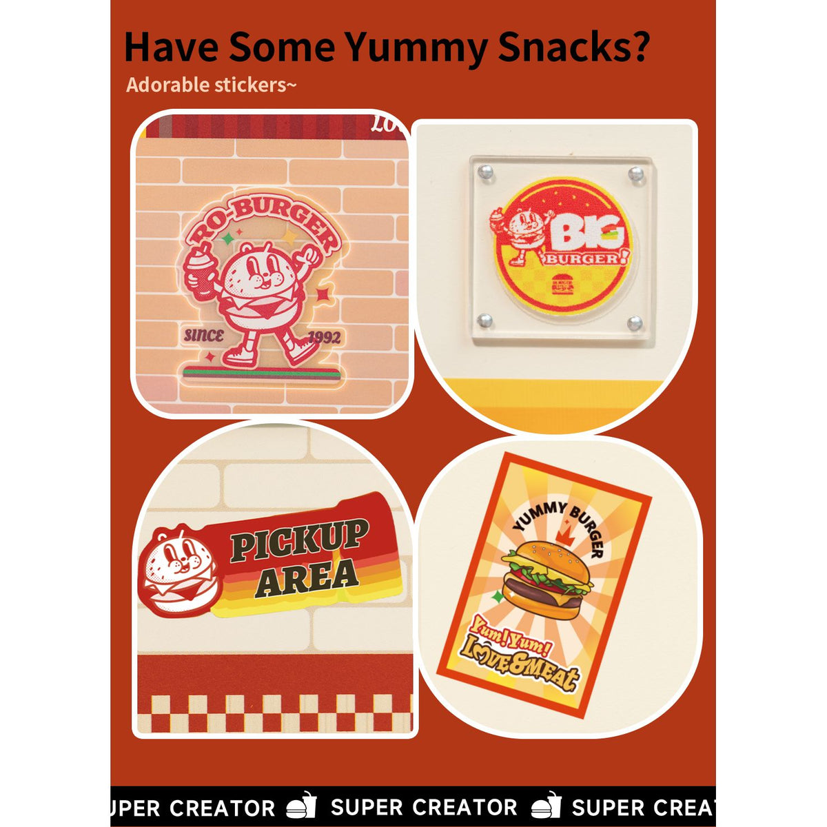 Rolife Yum Yum Burgers Größenvergleich – fertiges Modell 16,3 × 16,3 × 15,2 cm