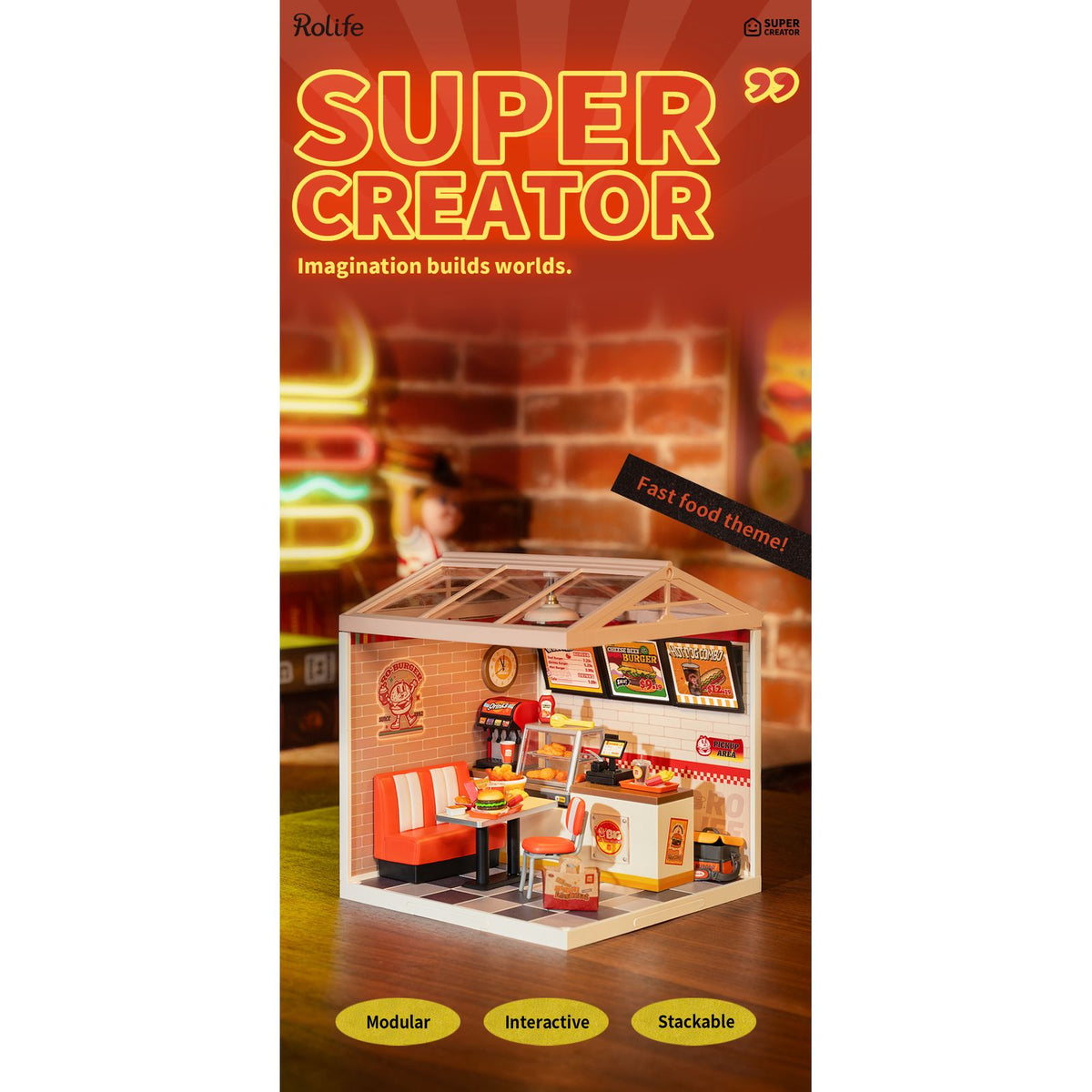 Rolife Super Creator Yum Yum Burgers Bausatz aus 110 Kunststoffteilen