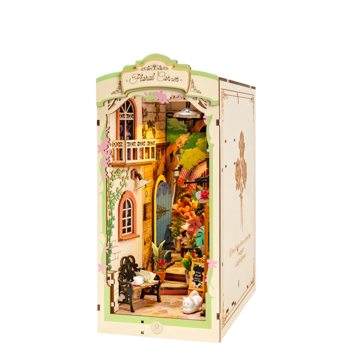 Rolife Floral Corner Book Nook TGB09 – Blumenladen-Bausatz aus Holz, fertig aufgebaut