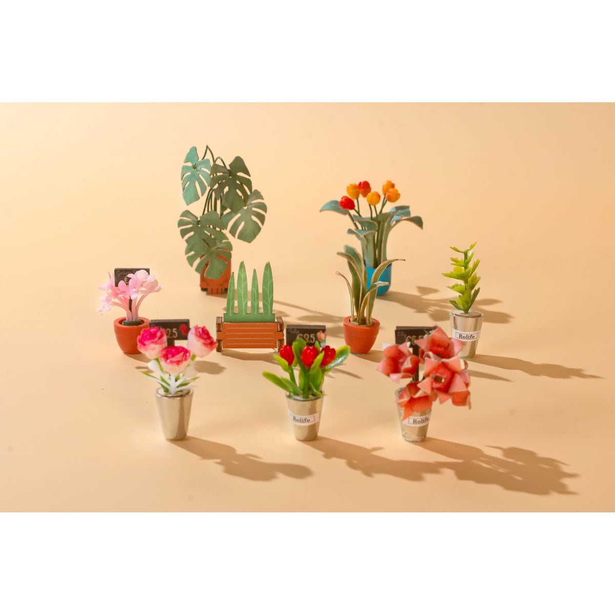 Bausatz Rolife Miniatur Haus: Floral Corner Book Nook bei Nacht mit LED-Licht
