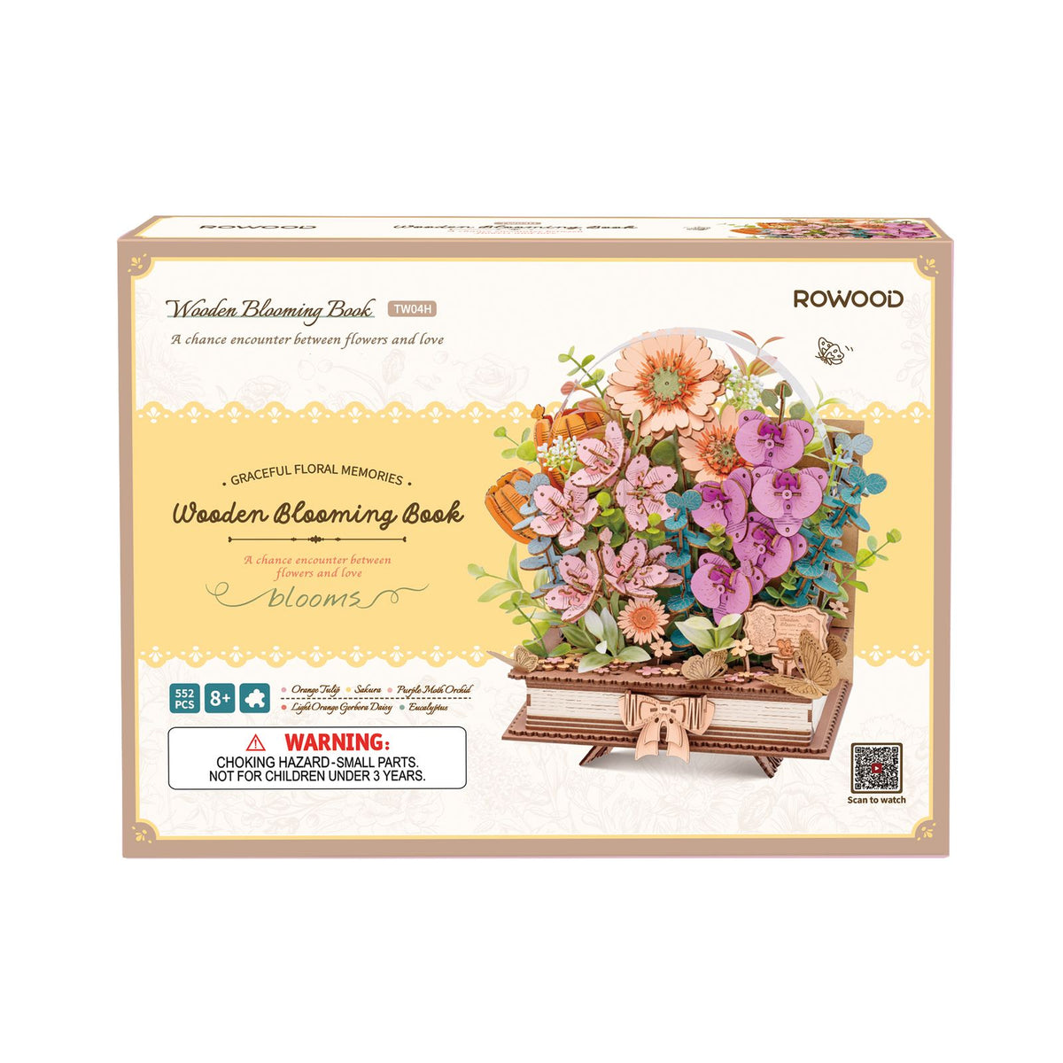 Holzblumen zum Selbstbauen als Geschenk: Blühendes Buch auf dem Regal