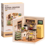 Rolife Miniaturhaus Küche 16,3 × 16,3 × 15,2 cm als Deko auf dem Regal