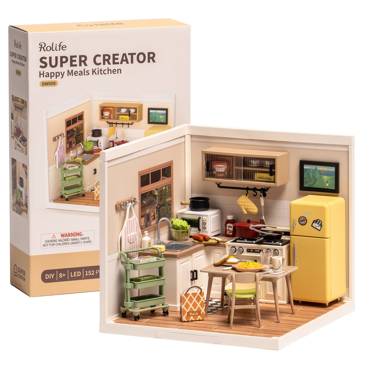 Rolife Miniaturhaus Küche 16,3 × 16,3 × 15,2 cm als Deko auf dem Regal