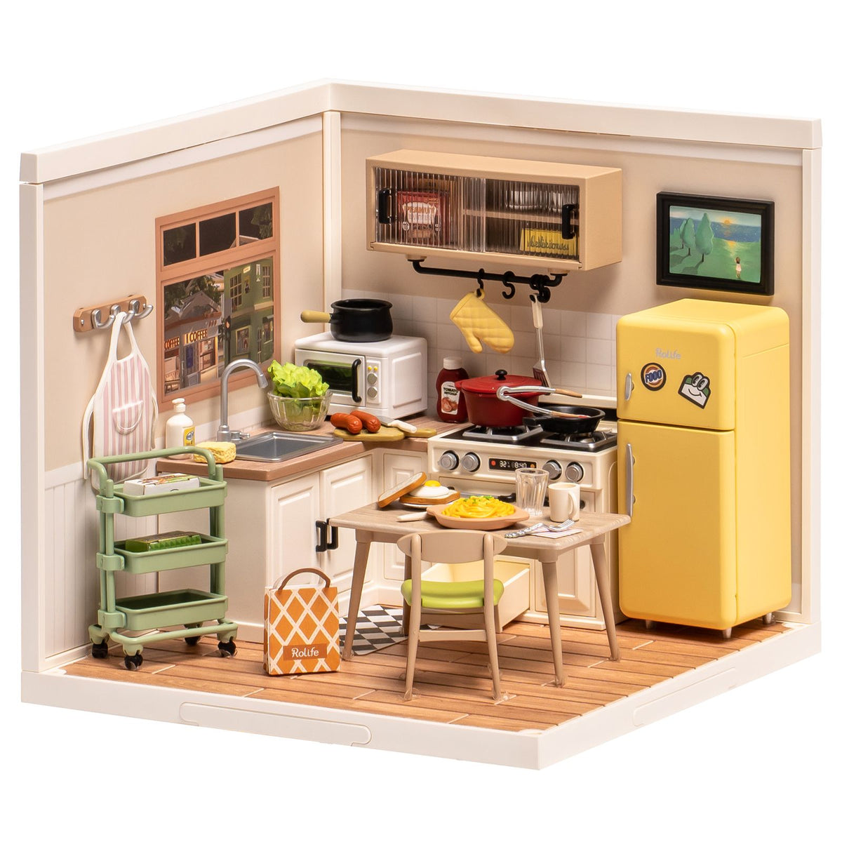 Rolife Happy Meals Kitchen Miniaturküche Bausatz mit 152 Teilen Gesamtansicht