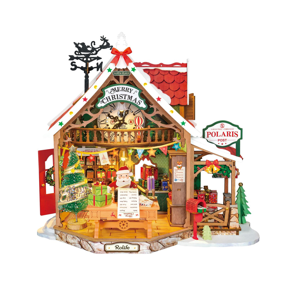 Rolife Rentierschlitten Bausatz Reindeer Express DS059 fertig aufgebaut aus Holz