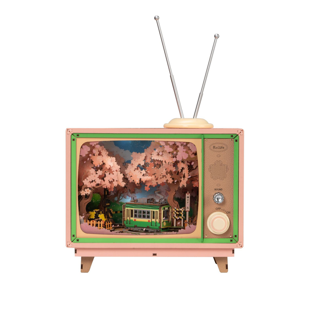 Rolife Sakura Dreamy Tour AMT02 – DIY Spieluhr als Retro-Fernseher aus Holz, fertig aufgebaut