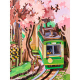 Rolife Sakura Dreamy Tour Detailansicht: Bahnübergang, Zäunchen und bunte Blumen