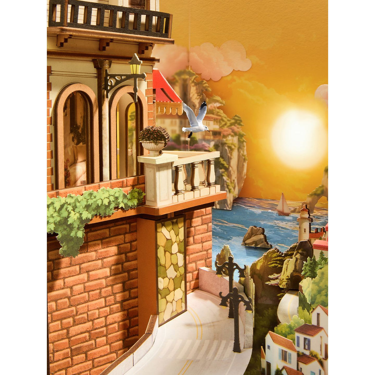 Vorgelaserte Holzplatten des Rolife Sunset Isle Book Nook Bausatzes