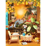 Book Nook Modell Bausatz Holz Sunset Isle, Treppe zur Terrasse