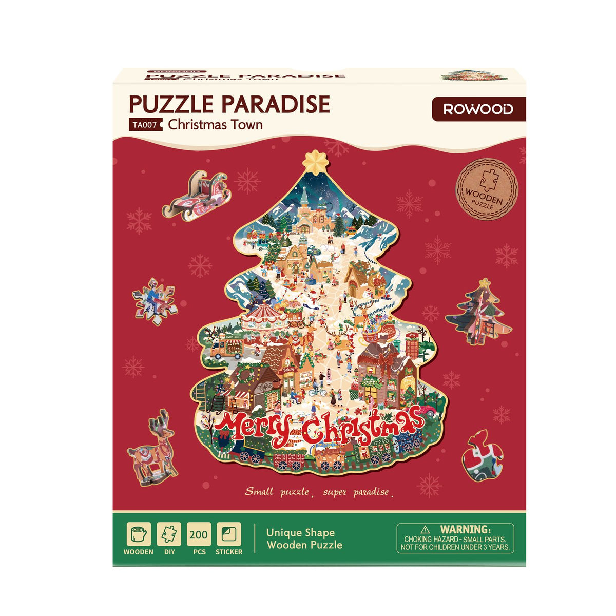 Weihnachtsgeschenk Holzpuzzle mit Grußkarte für eine persönliche Botschaft