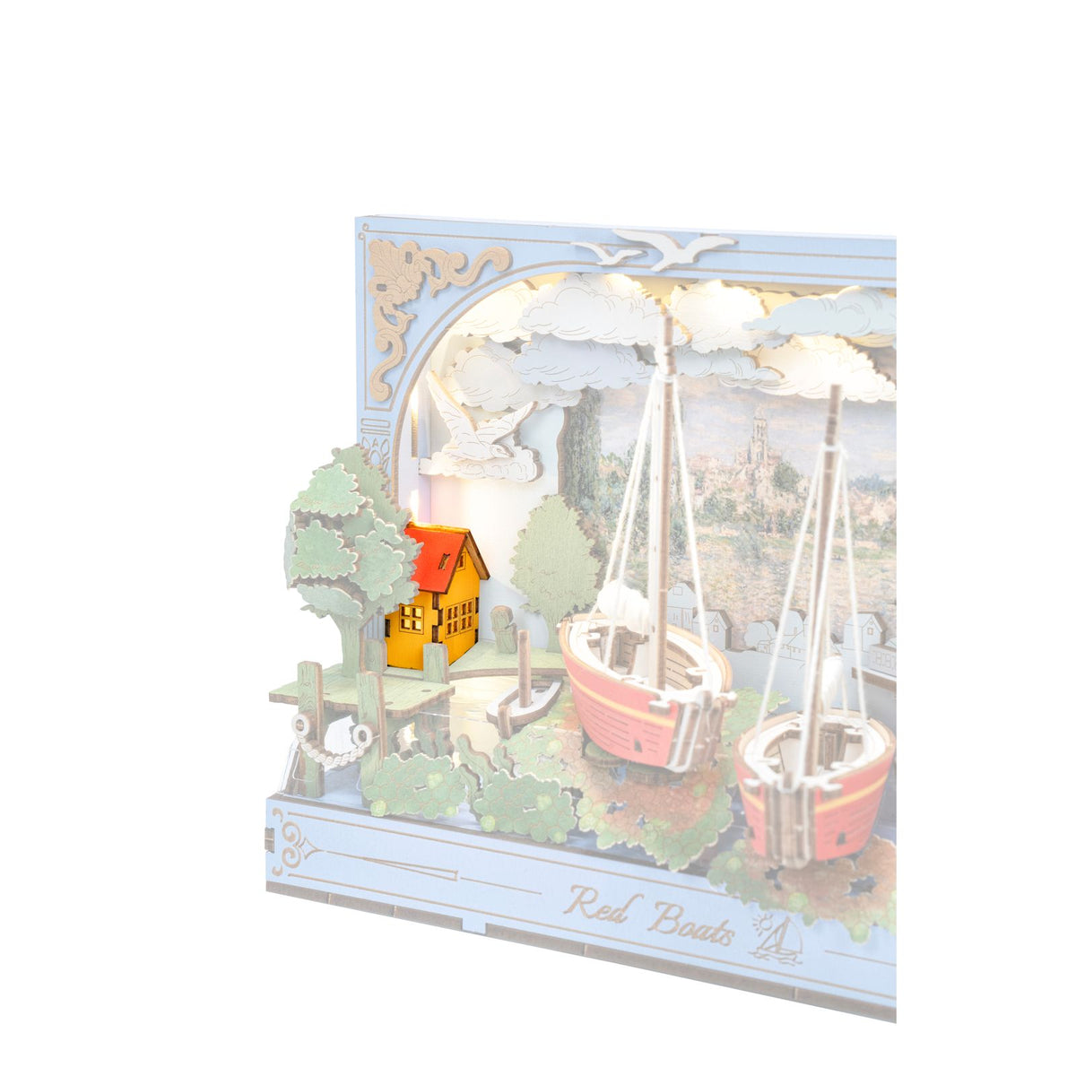 Rowood Red Boats auf dem Regal als maritime Deko aus Holz