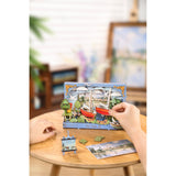 Diorama Bausatz Holz Red Boats mit LED-Beleuchtung bei Abendstimmung