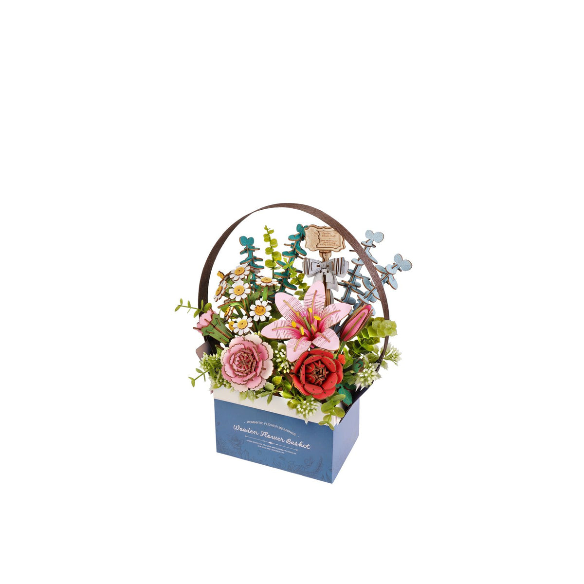 Rowood Holzblumen Bausatz Blumenkorb TW03H mit Lilie, Rosen und Eukalyptus