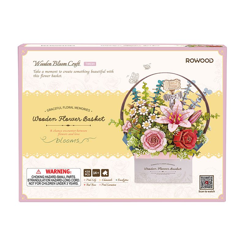 Holzblumen basteln: 428 Sperrholzteile des Rowood Blumenkorbs TW03H