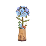 Rowood Blue Hydrangea TW141: Blumen Bausatz als dauerhafte Deko auf Fensterbank oder Schreibtisch