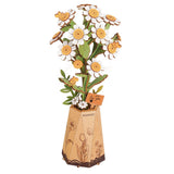 Rowood Chamomile Kamillenstrauß aus Holz mit weiß-gelben Blüten, Stielen und Blättern