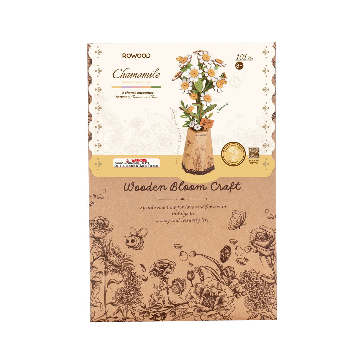 Blumenstrauß aus Holz als Geschenk mit Schild „for you“ – Rowood Kamille TW061