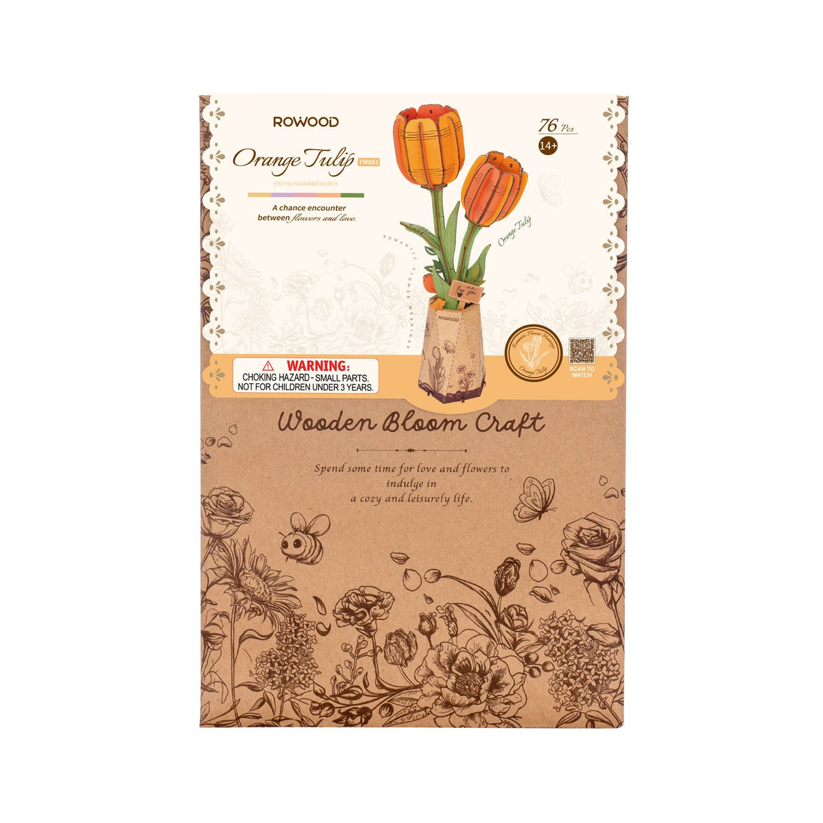 Orange – Blumenstrauß aus Holz: Rowood Tulpen als dauerhafte Frühlingsdeko in Orange oder Rosa