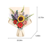 Rowood Blumenstrauß Bausatz aus Holz mit Sonnenblume, Flieder, Kamelie, Rose und Eukalyptus