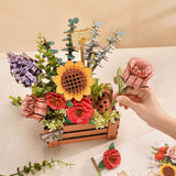 Rowood 3D Holzpuzzle Blumenbox TW02H in der Geschenkbox verpackt