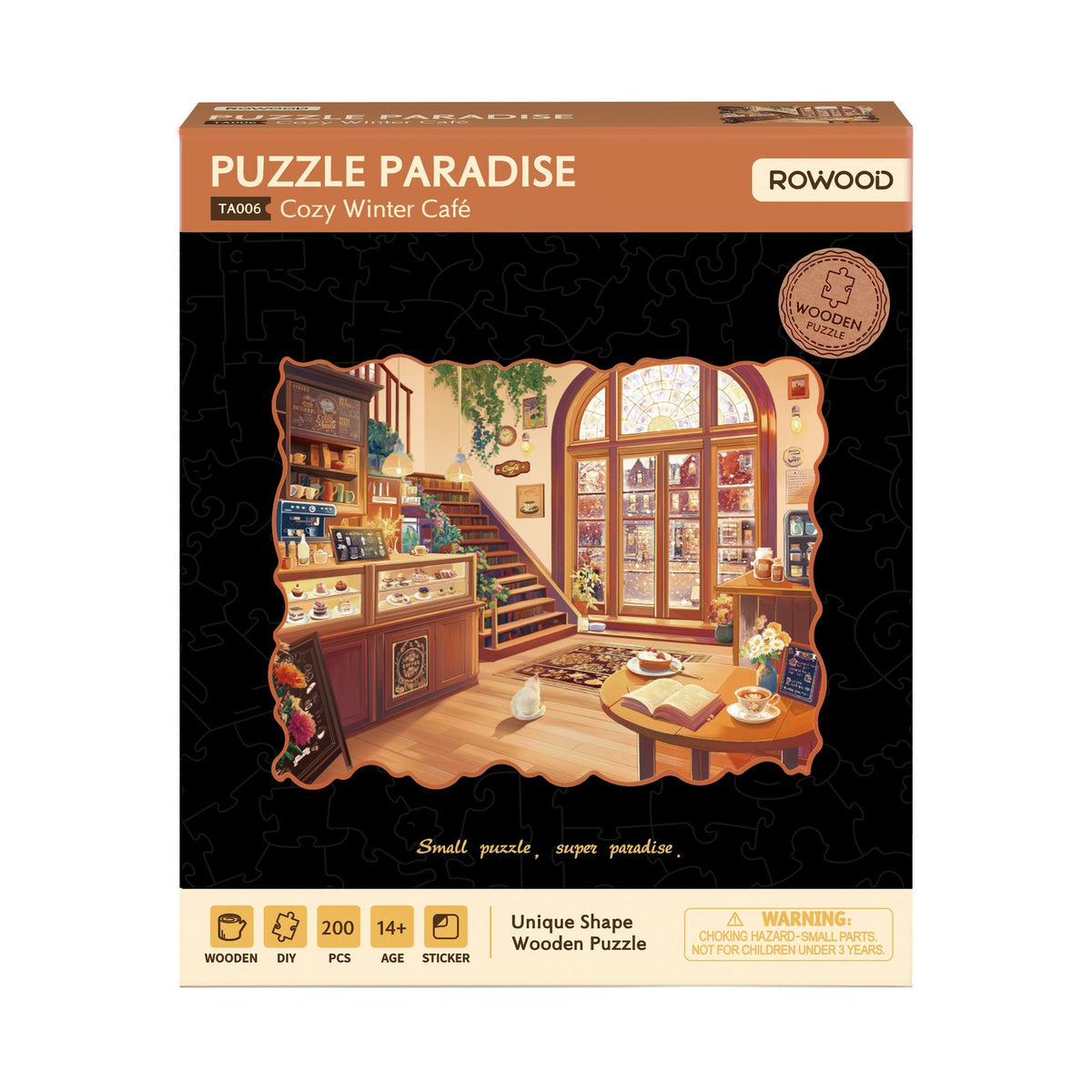 Holzpuzzle als Geschenk: Rowood Cozy Winter Café TA006 mit 200 Teilen