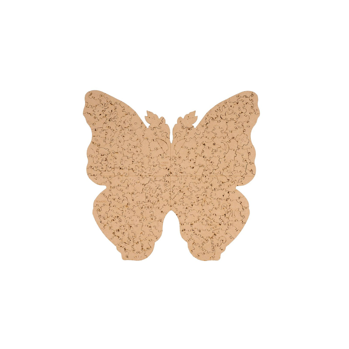 Rückseite des Holzpuzzles Morpho Helena mit versteckten Tieren wie Schwänen, Katzen und Affen