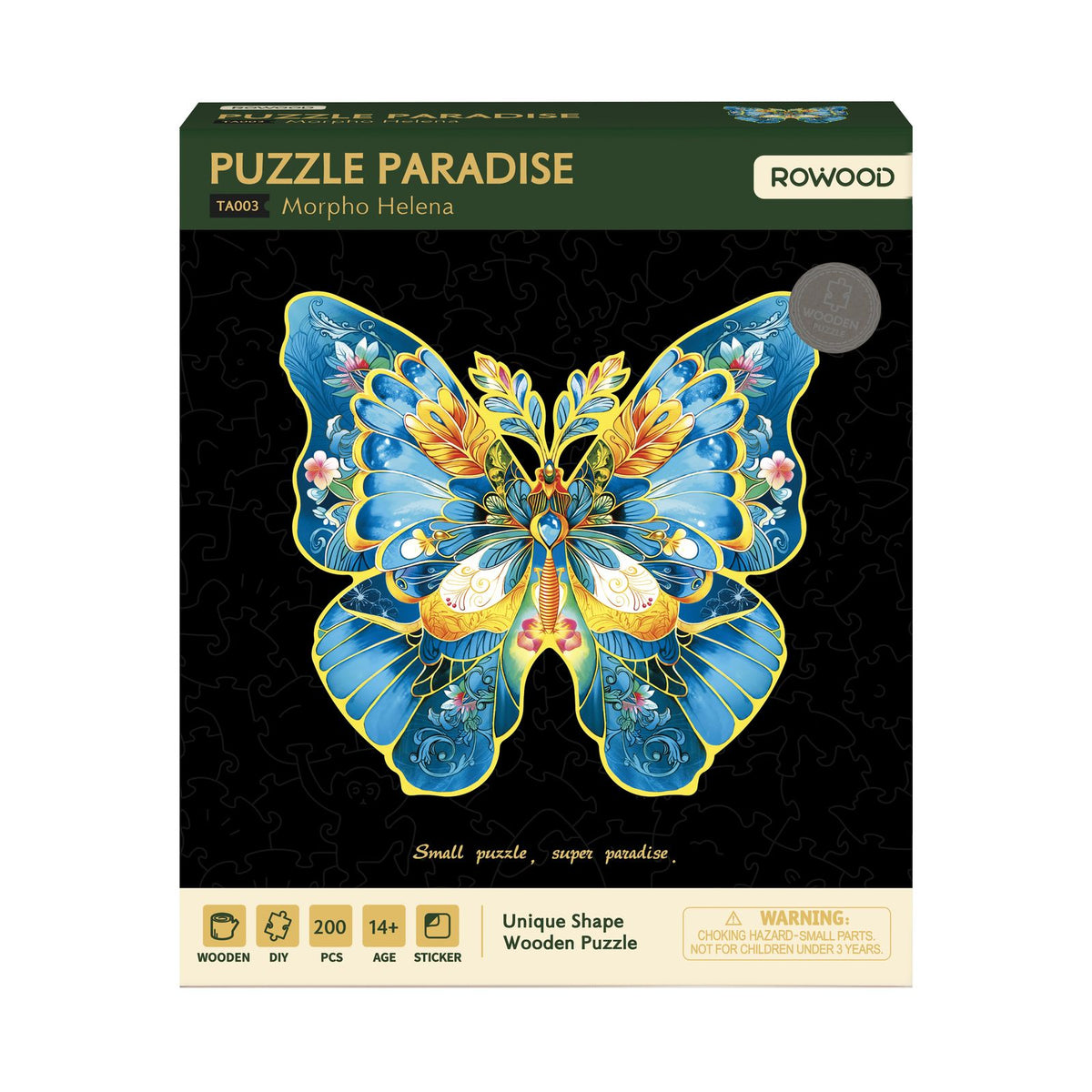 Holzpuzzle Tiere: Rowood Morpho Helena aus 200 lasergeschnittenen Holzteilen