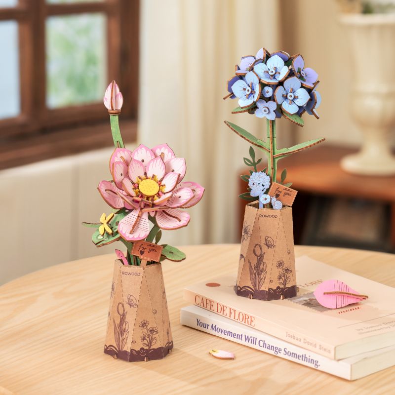101 Holzteile zum Stecken: Lotus Blumen Bausatz ohne Kleber von Rowood
