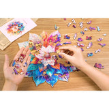 Holzpuzzle Erwachsene: Mystic Mandala Flower mit hellen Farben oben