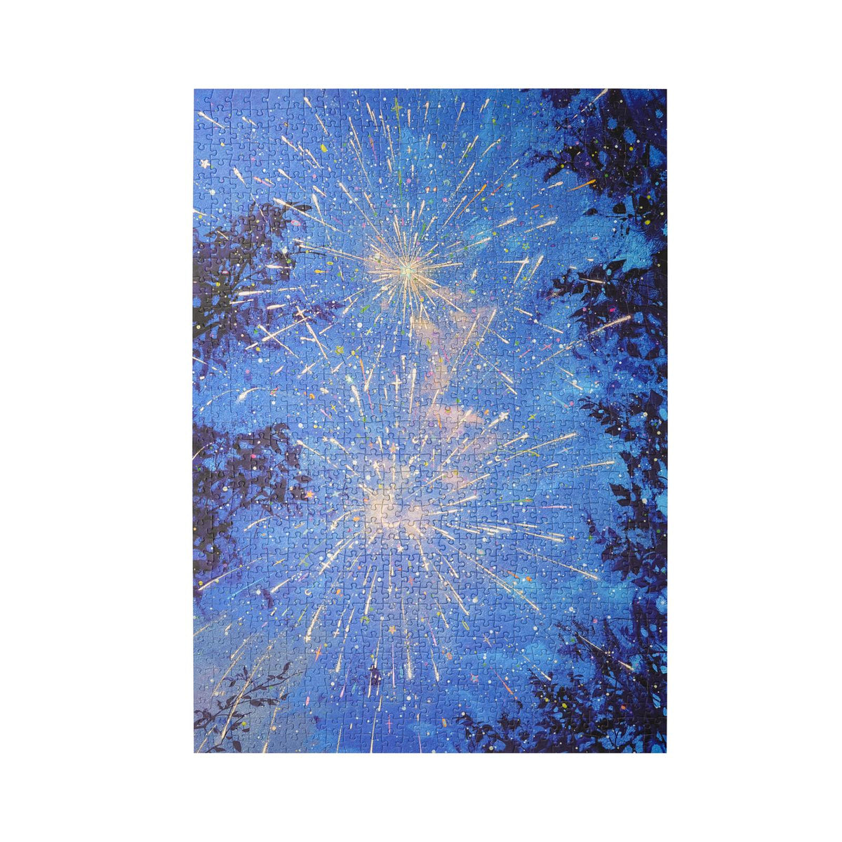 Rowood Puzzle Sparkling Summer Night: fertiges Feuerwerk-Motiv in Gelb und Rosa