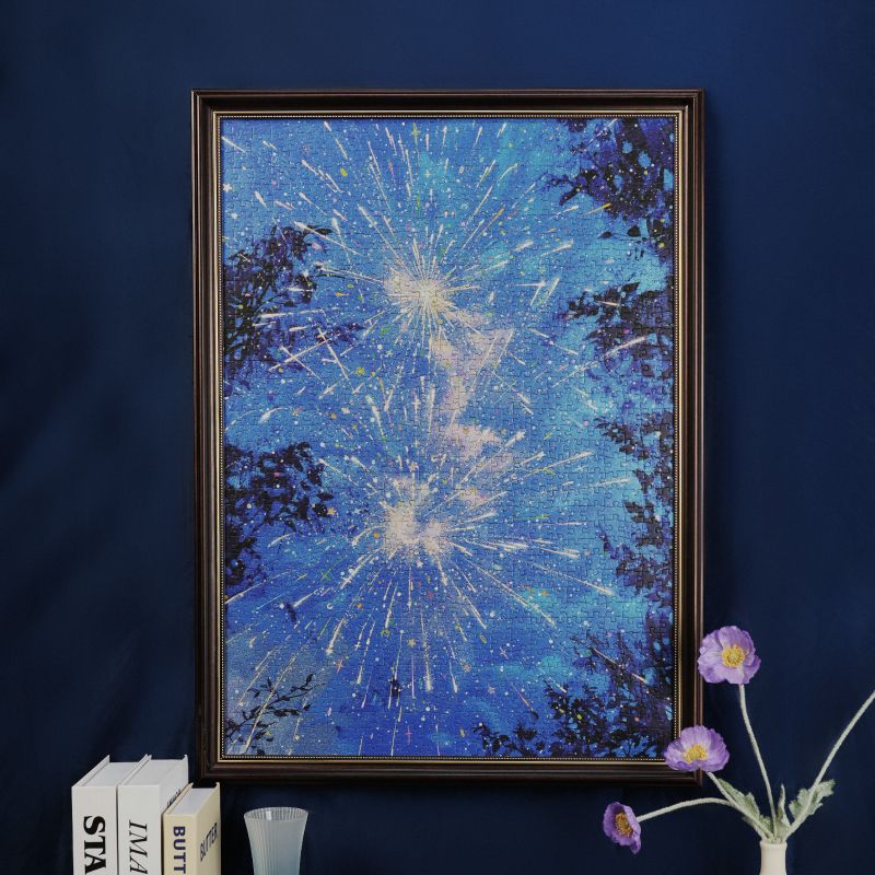 Sommerabend Puzzle PT013 eingerahmt als Wanddeko im Wohnzimmer