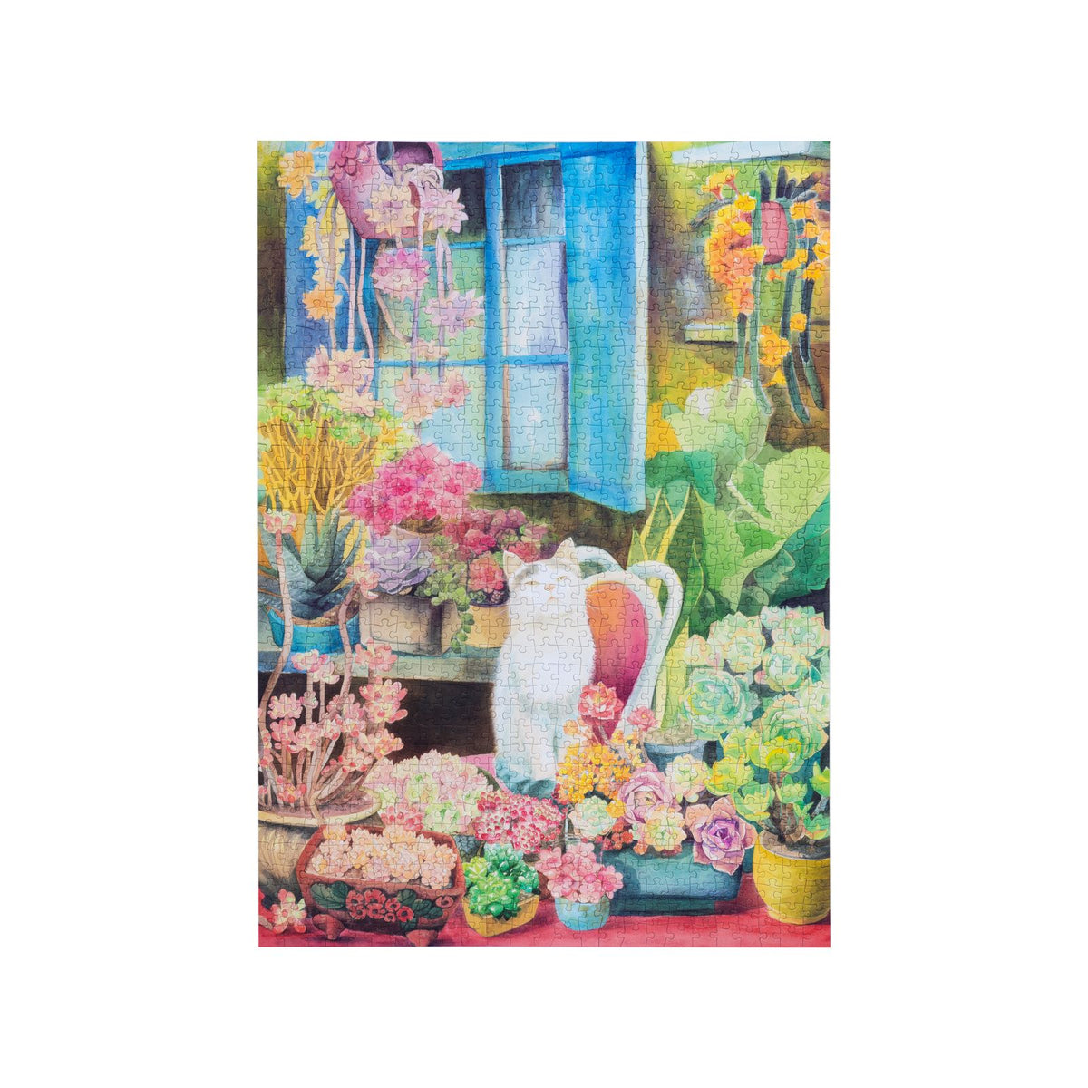 Rowood Puzzle 1000 Teile Katze Cat's Plant Yard PT012 – weiße Katze im Garten