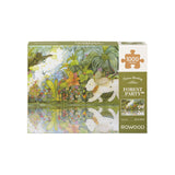 Puzzle für Erwachsene mit Waldmotiv: Baumhaus, Zwerg und Katze im sanften Licht