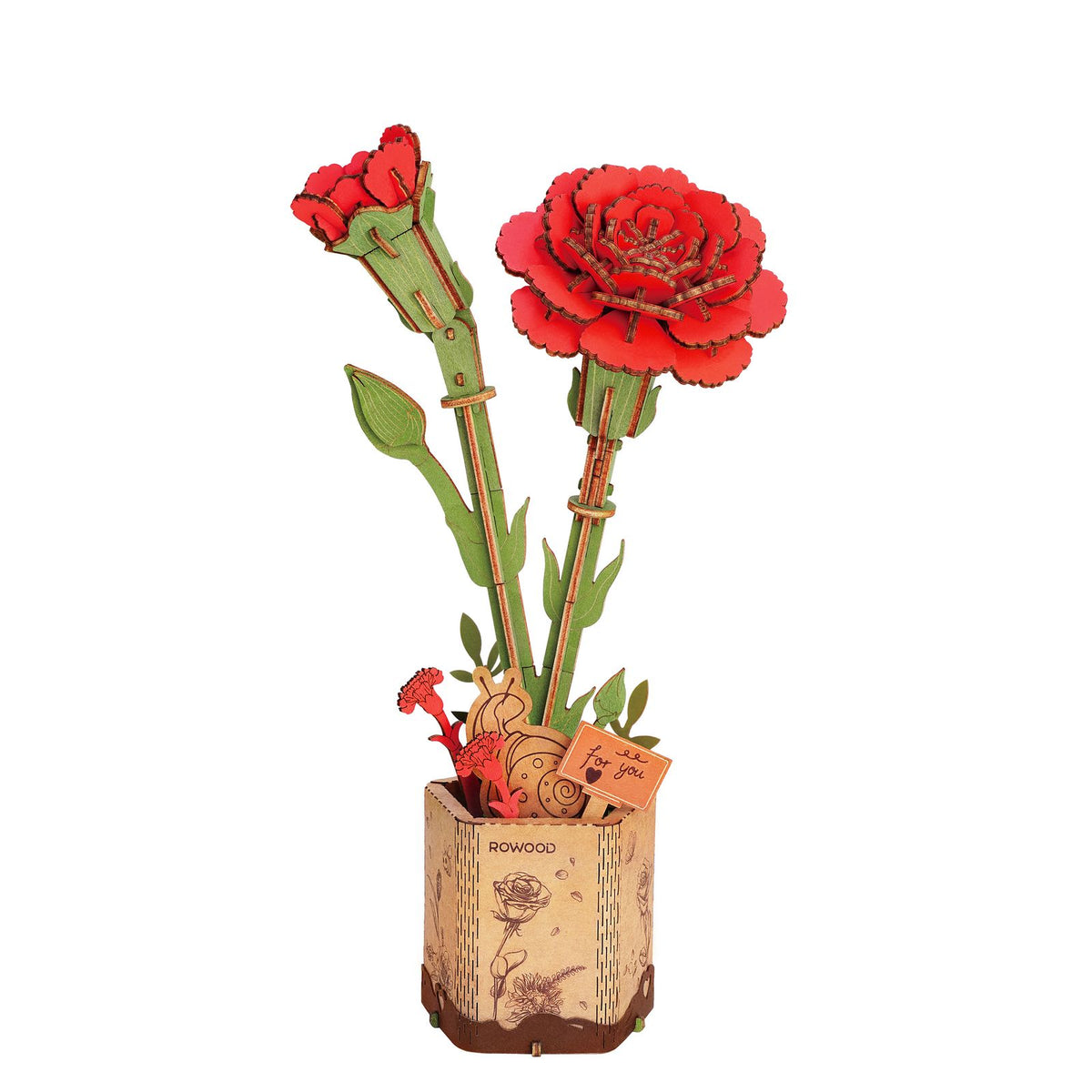 Rot – Rowood Holzblumen Bausatz Nelke – Carnation TW051-B – Ansicht 3
