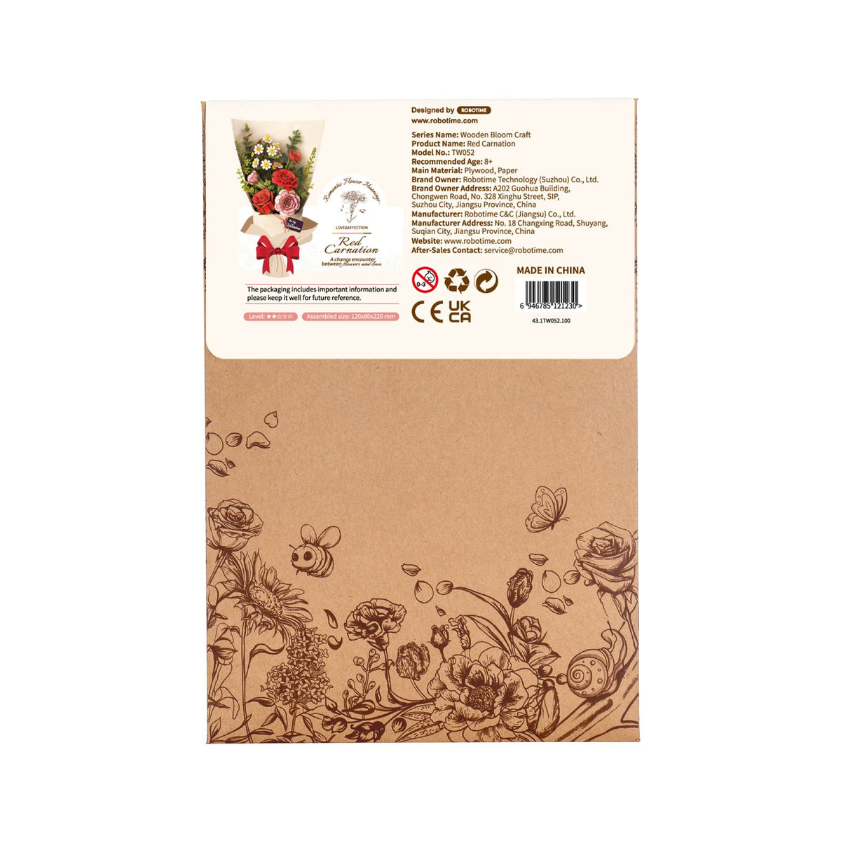 Rot – Rowood Holzblumen Bausatz Nelke – Carnation TW051-B – Ansicht 4
