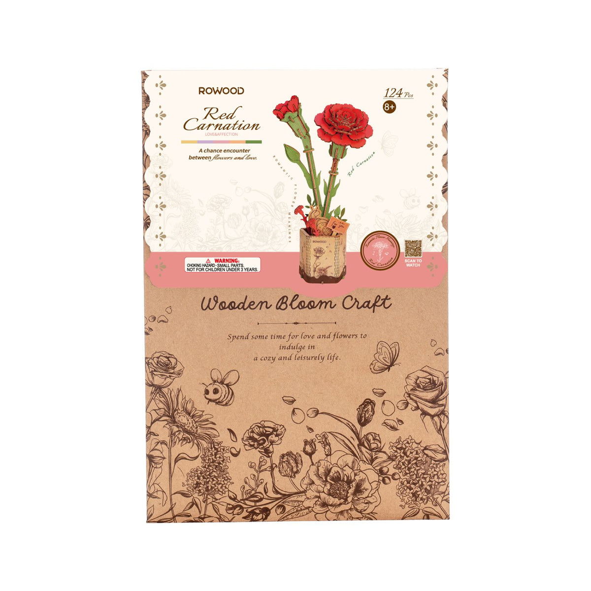 Rot – Rowood Holzblumen Bausatz Nelke – Carnation TW051-B – Ansicht 5