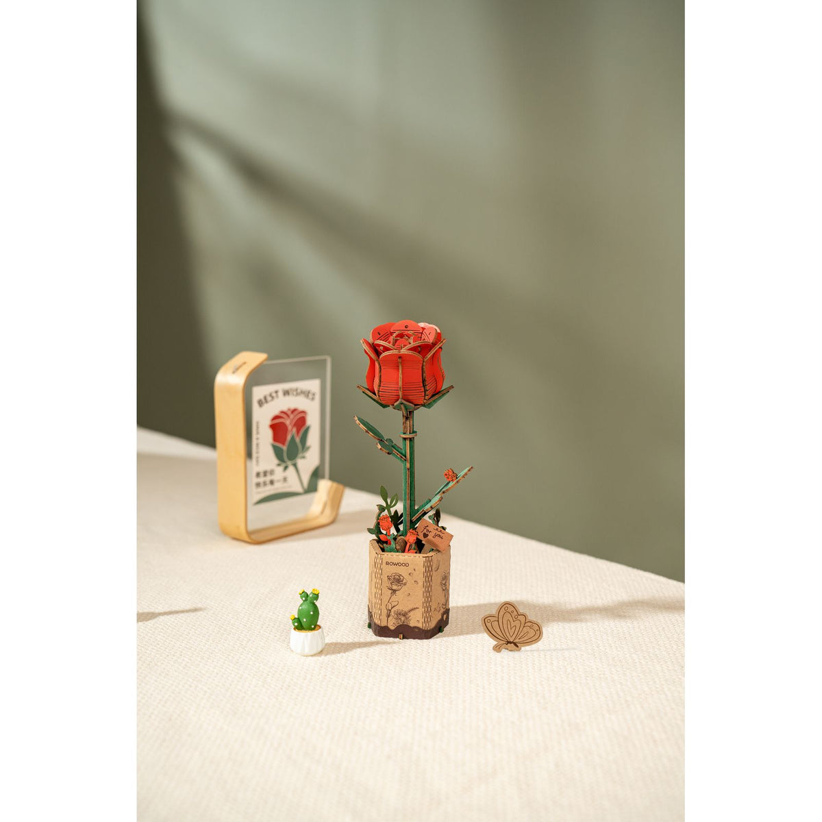 Rot – Rowood Holzblumen Bausatz Rose – Rose TW041 – Ansicht 3