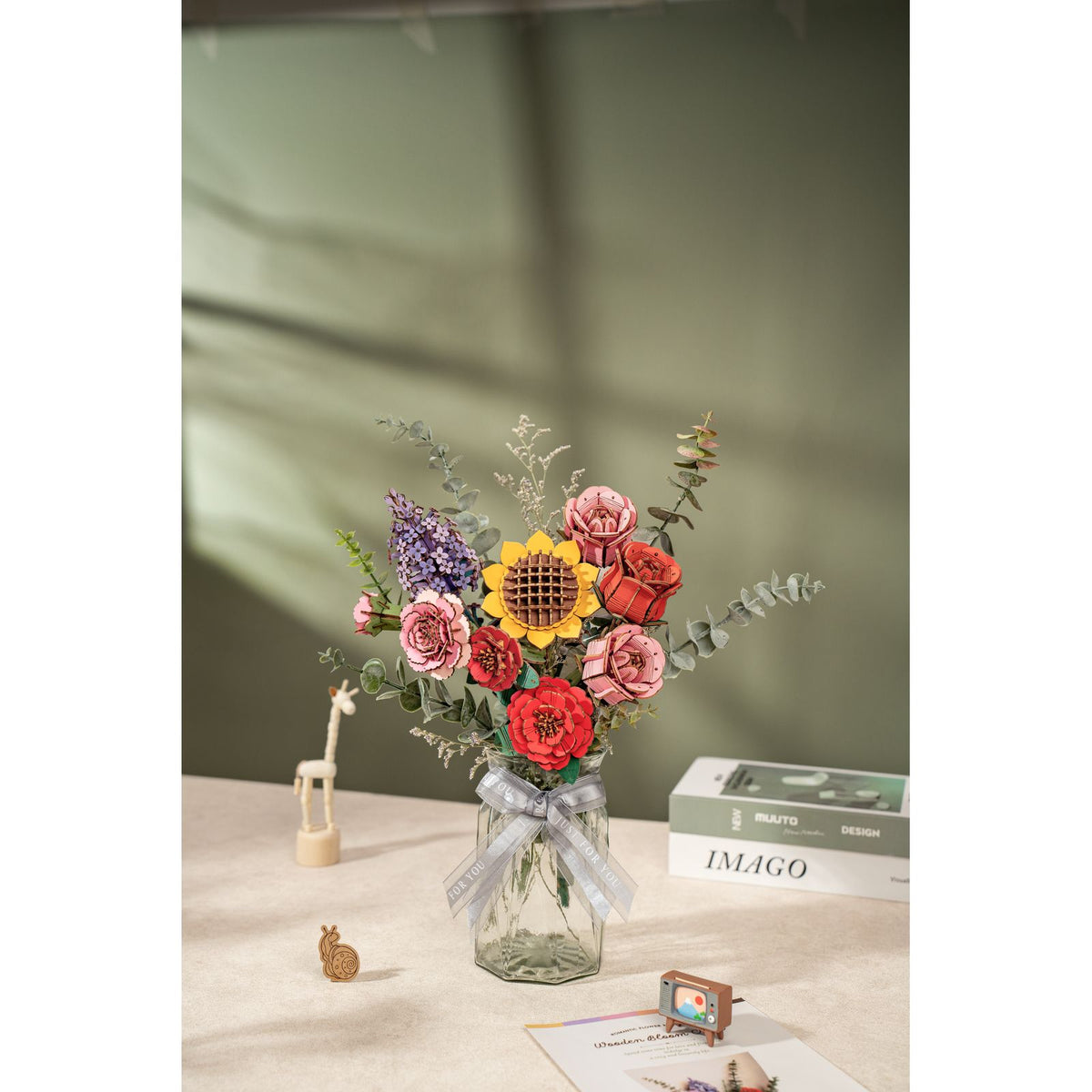 Rot – Rowood Holzblumen Bausatz Rose – Rose TW041 – Ansicht 6