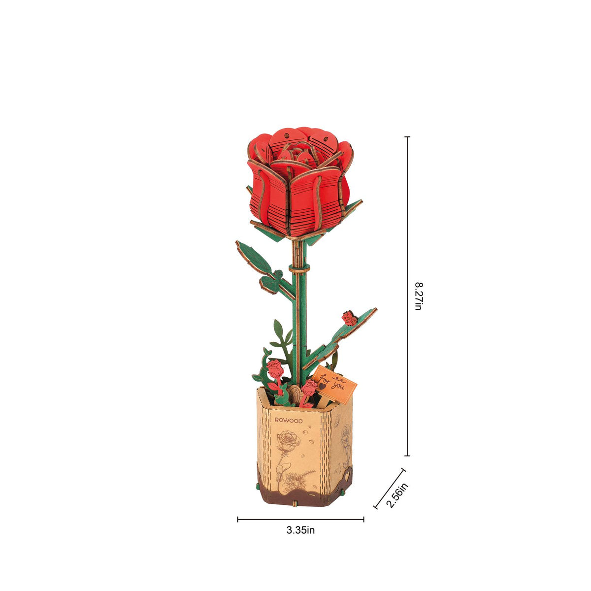 Rot – Rowood Holzblumen Bausatz Rose – Rose TW041 – Ansicht 10