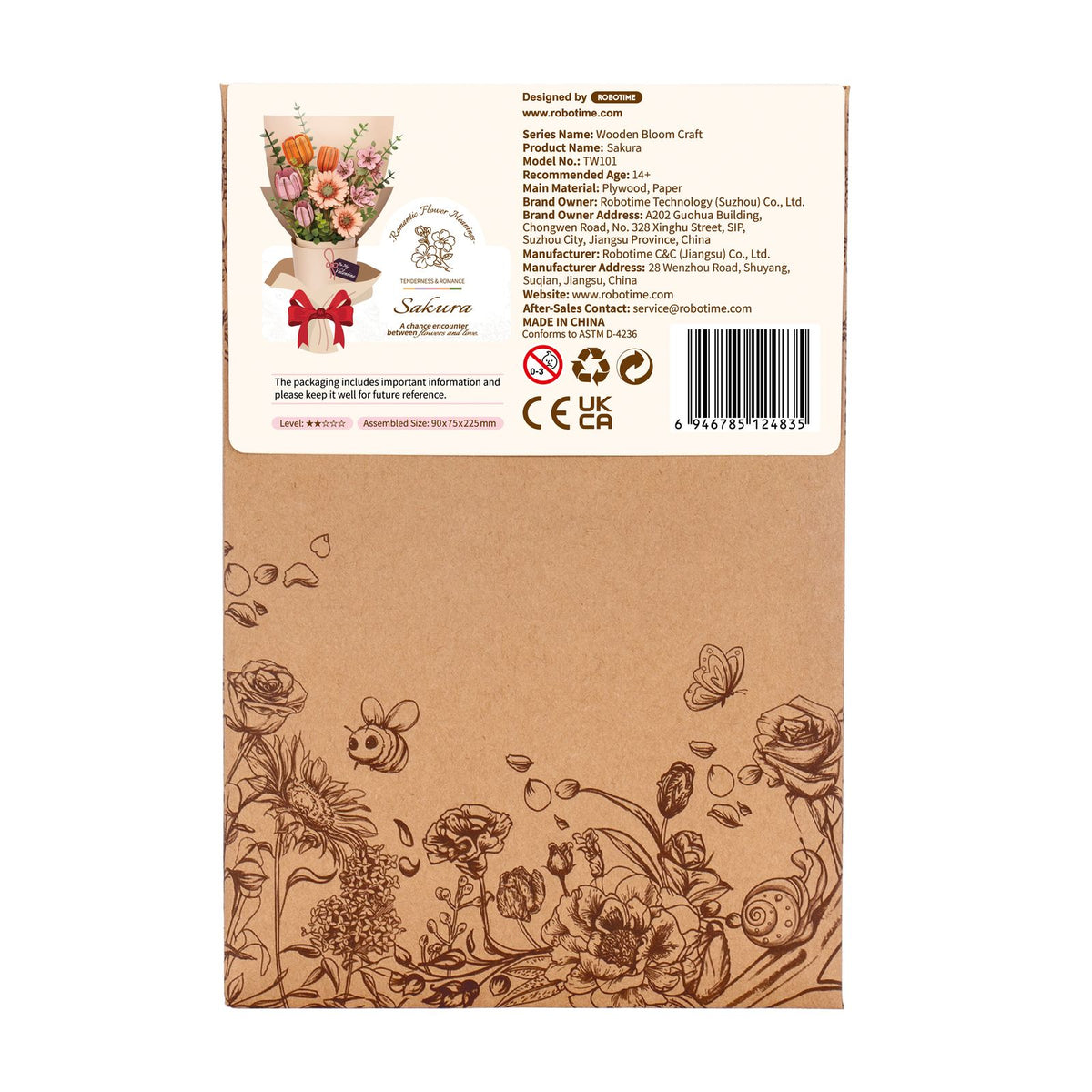 Rowood Kirschblüten Bausatz mit Kartonkarte als Geschenkidee und Dekoration