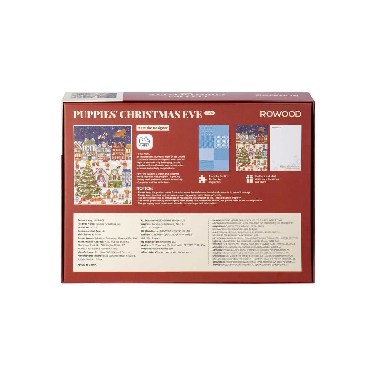 Rowood Puzzle Heiligabend PT015: Premiumkarton-Teile mit farbiger Rückseite, 50 x 70 cm